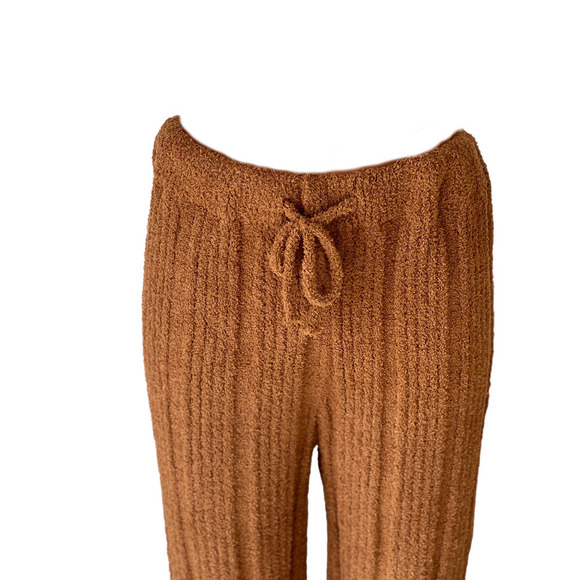 Solid Ribbed Knit Blanket Pants in Caramel - Picture 4 of 5